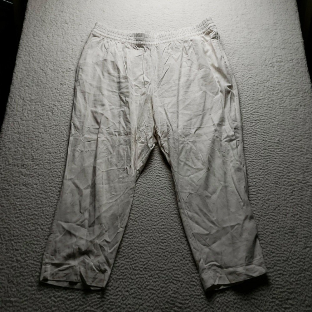 Old Navy Pants Mens 2XL White Linen Viscose Straight Comfort Elastic Waistband
